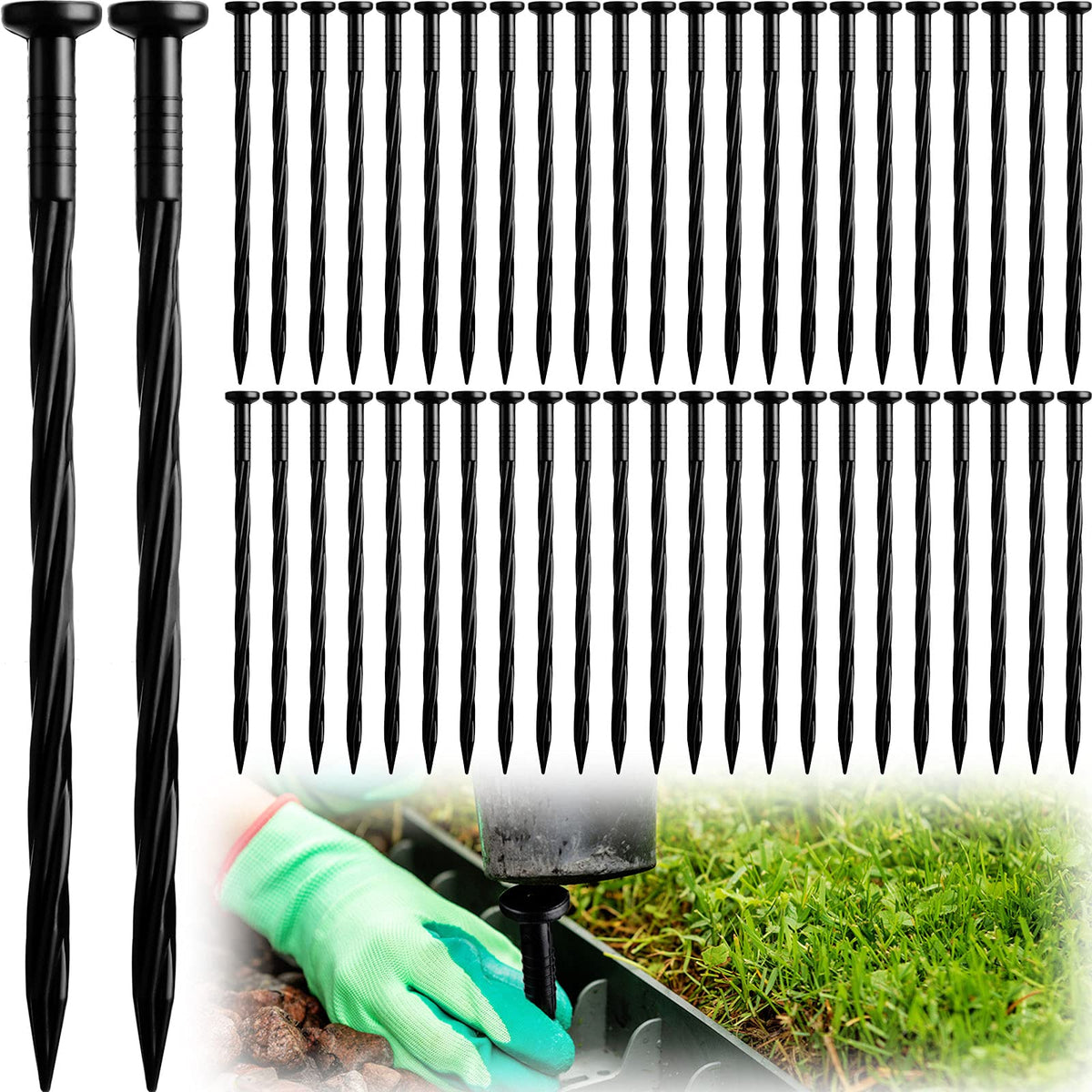 Honoson 200-pack landscaping spikes for easy assembly and durable ground anchoring