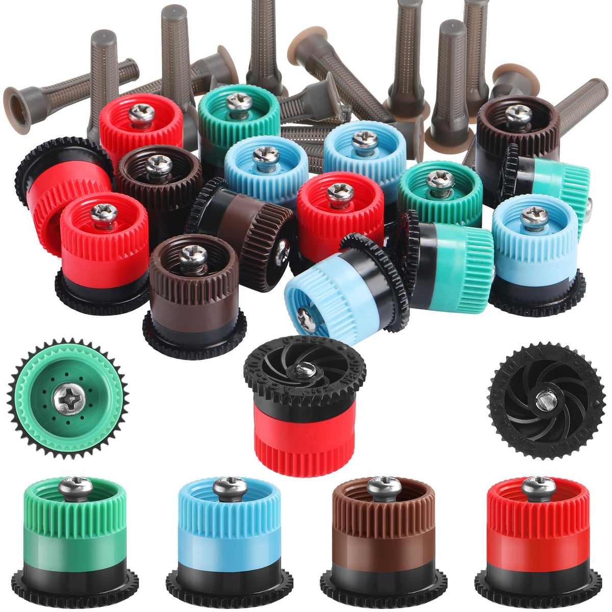 Honoson 4-van variable arc nozzle green for precise lawn irrigation.
