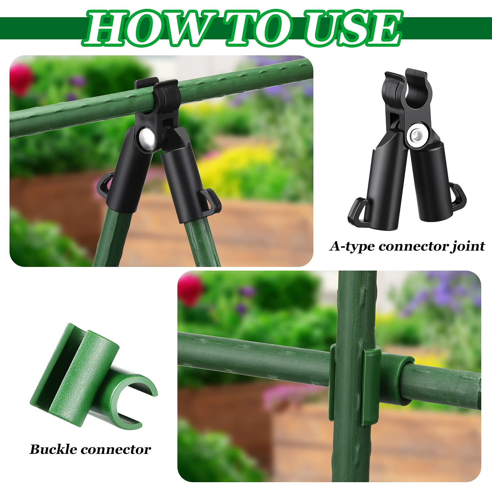 Honoson adjustable cross-buckle clip adapts to different frame angles for climbing plants.
