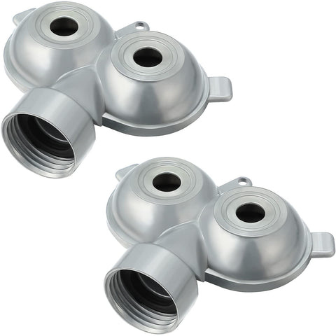 Honoson circle pattern twin spot sprinkler head in silver for even irrigation.