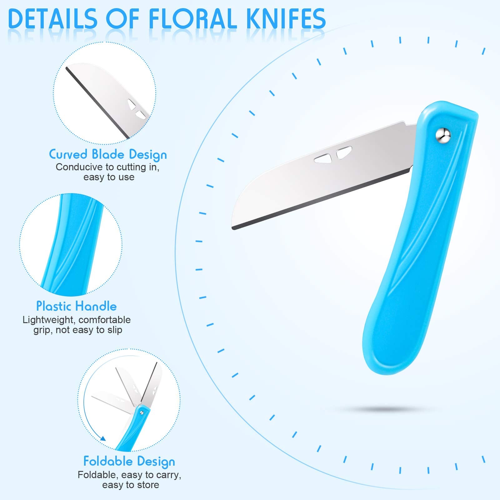 Honoson floral knife folding blade yellow designed for clean cuts on herbs and stems.