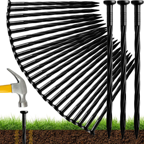 Honoson landscaping spikes 100-pack ground stakes for durable lawn edging and weed barrier support.