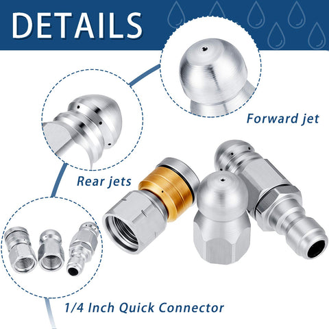 Honoson pointed jetter nozzle concentrates spray to break up clogs
