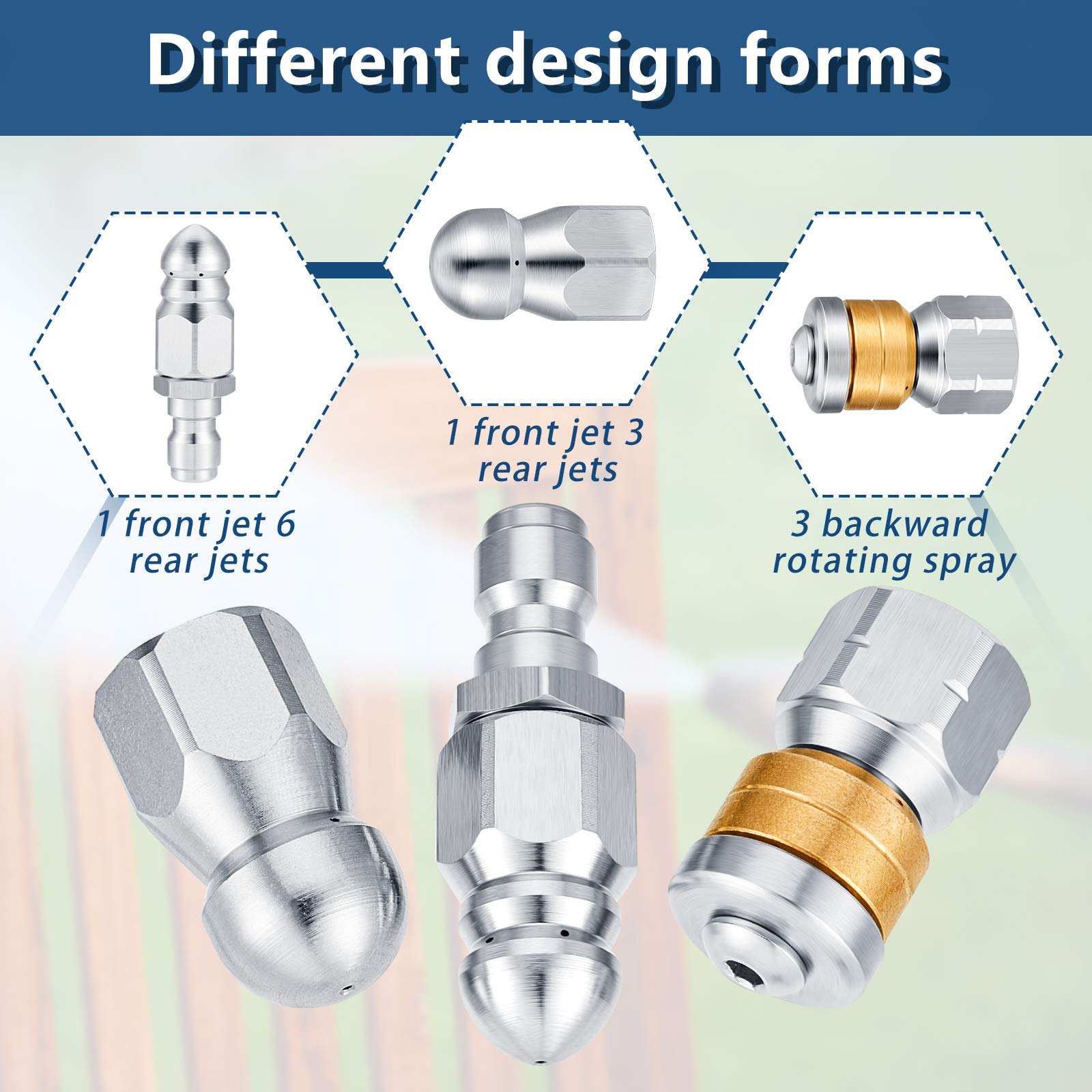 Honoson stainless steel body sewer nozzle resists rust for durable cleaning