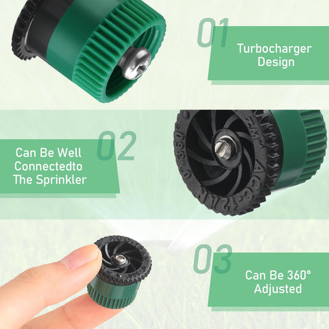 Honoson variable-arc nozzle 15van delivers larger radius for garden zones.