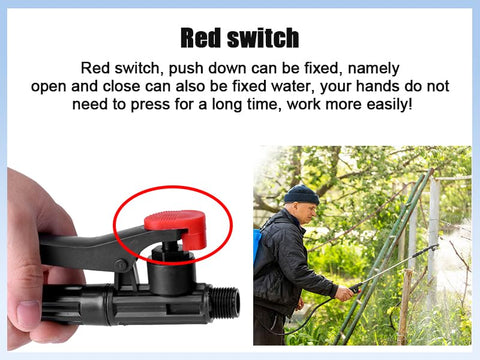 Honses backpack switch handle detail emphasizes comfortable, reliable control.