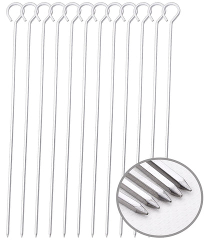 HONSHEN 12-inch square skewers with ring tip handles for easy turning on the grill.