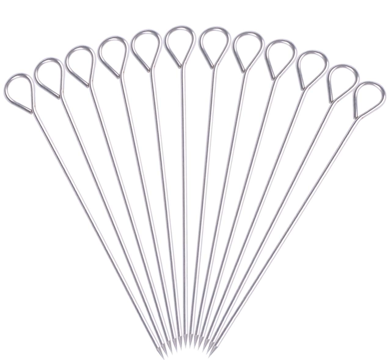 HONSHEN 8 inch stainless steel skewers for grilling and reuse.