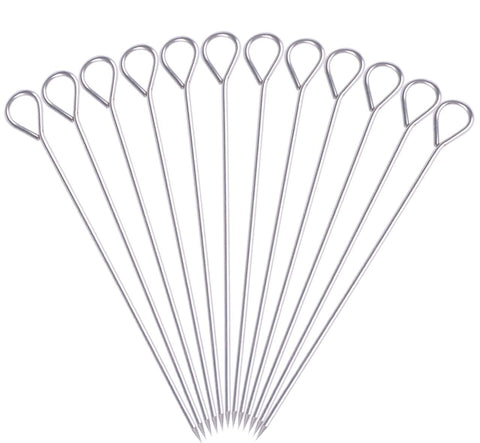 HONSHEN 8 inch stainless steel skewers for grilling and reuse.