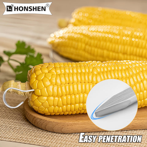 HONSHEN skewers on corn on the cob for even grilling.