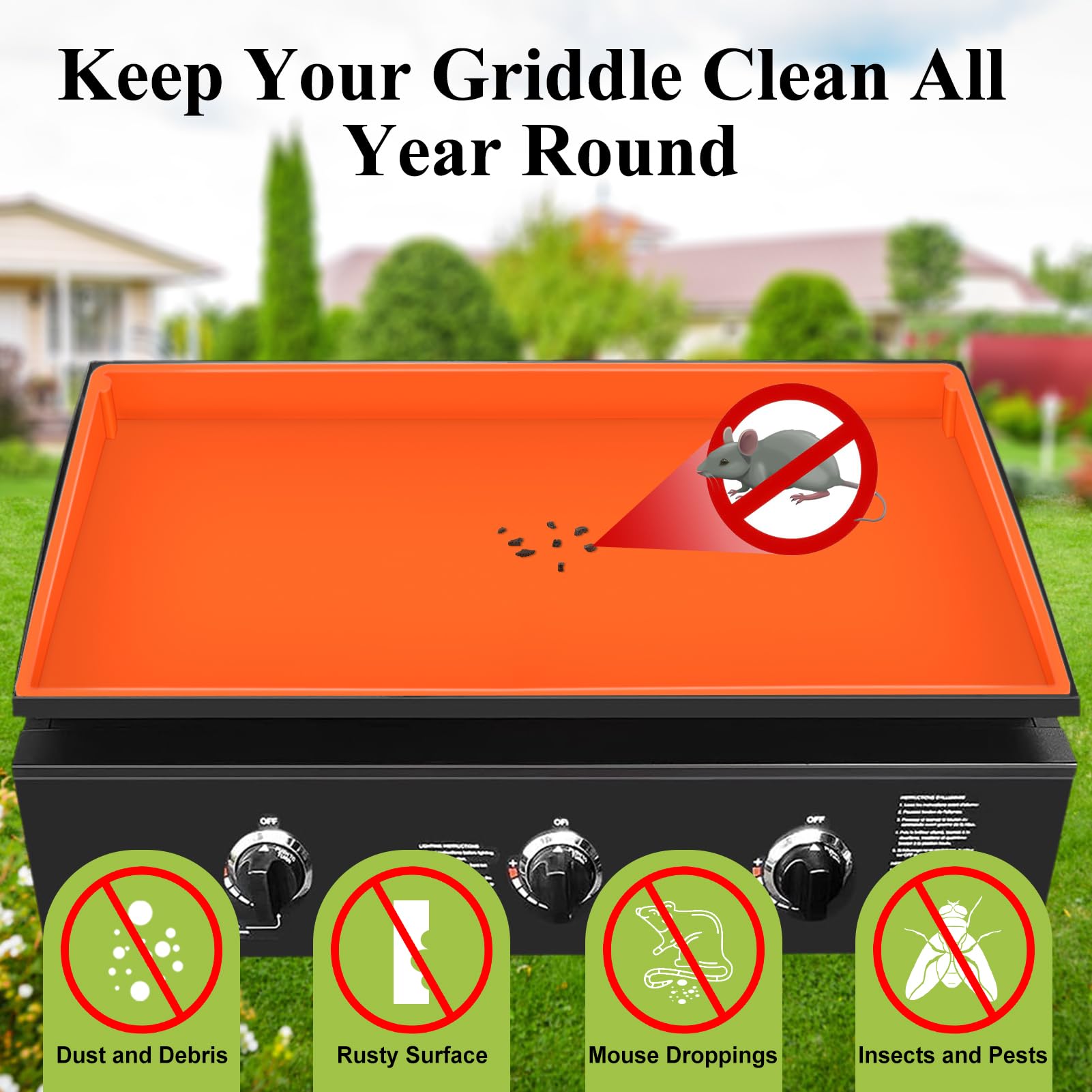 HONSREO premium silicone orange griddle mat protects surfaces