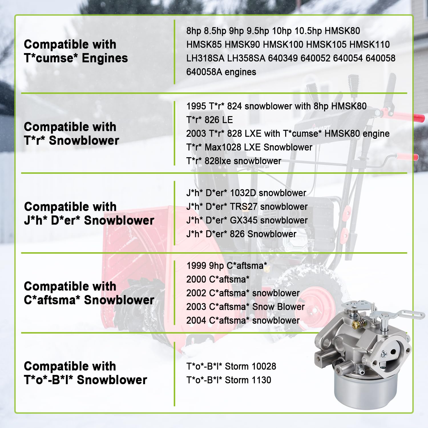 HOOAI 640052 carburetor, high-quality replacement for multiple Tecumseh models.
