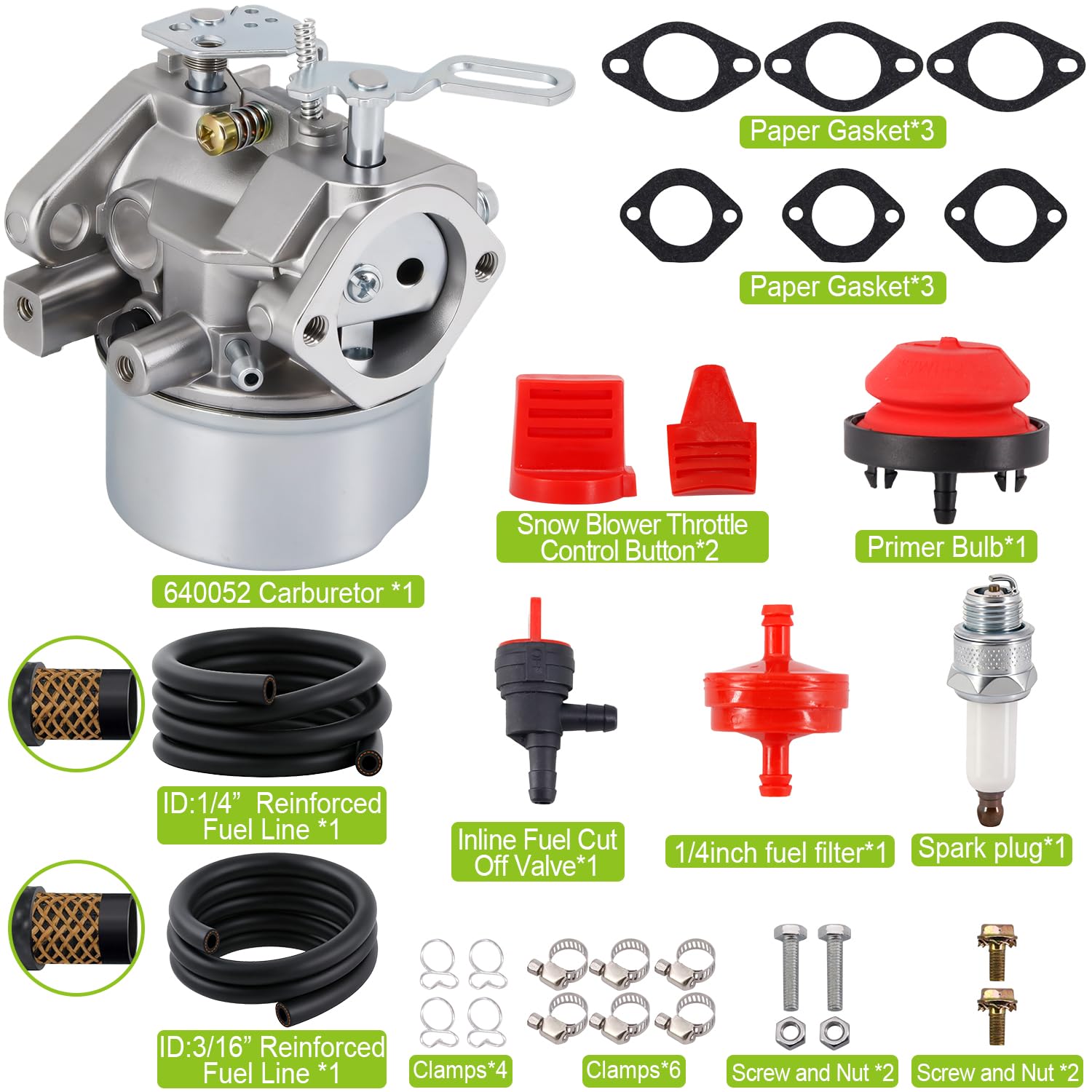 HOOAI carburetor with diaphragm kit, for smooth throttle response.