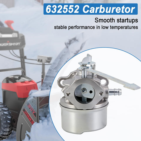 Close-up view of the HOOAI 632552 carburetor shows precise throttle jet and build.