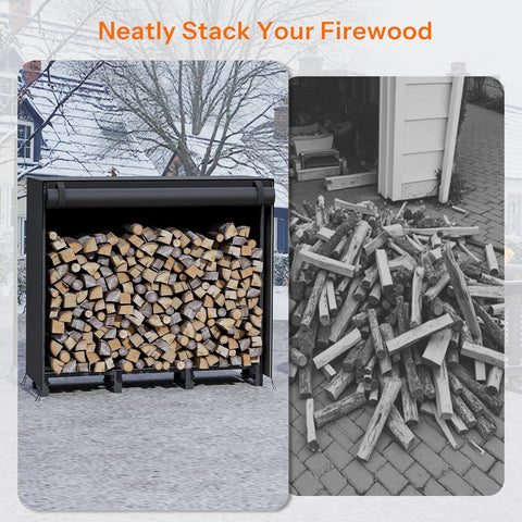HOOBRO indoor fireplace storage rack keeping logs near hand