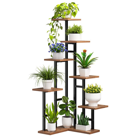 HOOBRO corner plant stand 7-tier vertical display for space-saving indoor gardening.