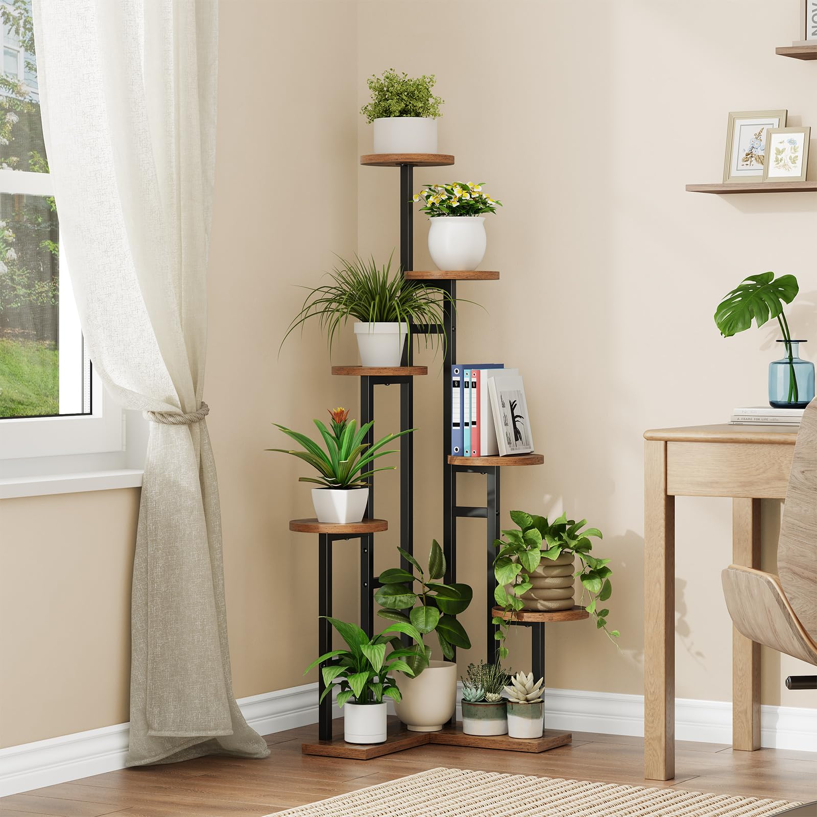HOOBRO 7-tier plant stand with metal frame and durable construction for longevity.