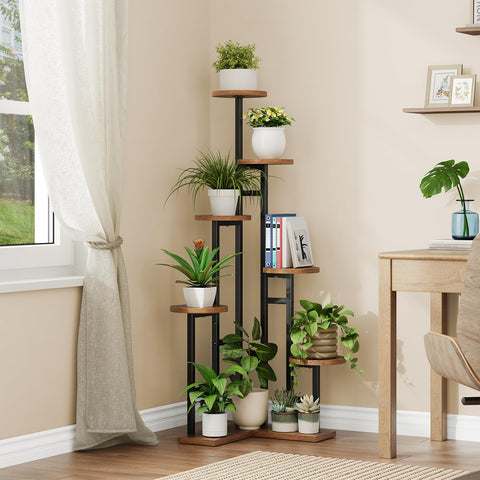 HOOBRO 7-tier plant stand with metal frame and durable construction for longevity.