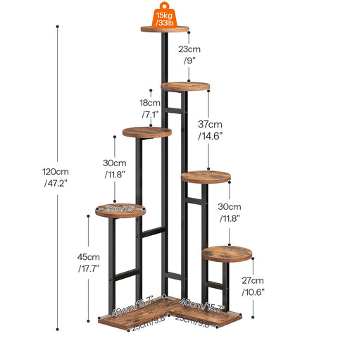 HOOBRO corner plant stand 7-tier rustic finish with wood-like panels for warm interiors.