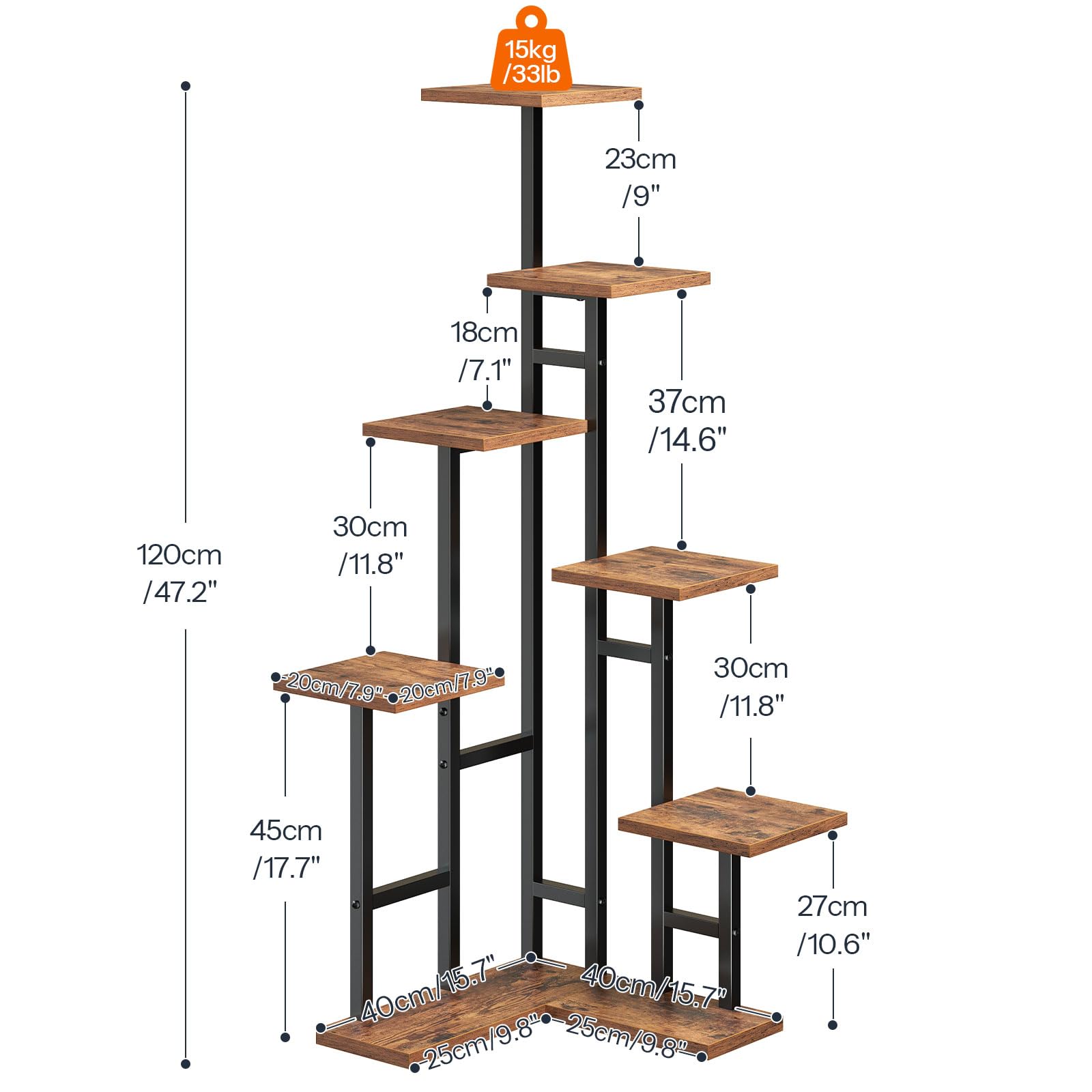 HOOBRO plant stand with sturdy metal frame ensures stable plant display.
