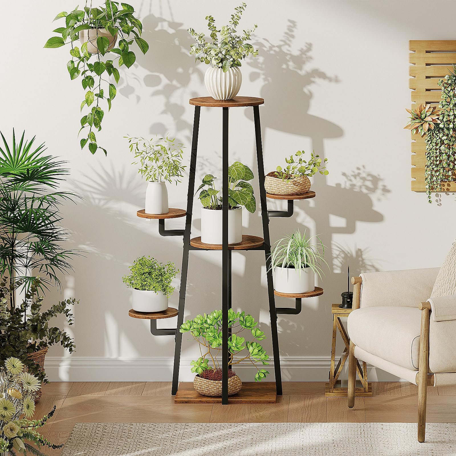HOOBRO open shelves provide space for plants and decor elegantly
