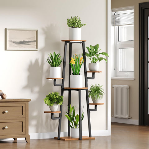 HOOBRO plant stand in black rustic finish complements modern interiors
