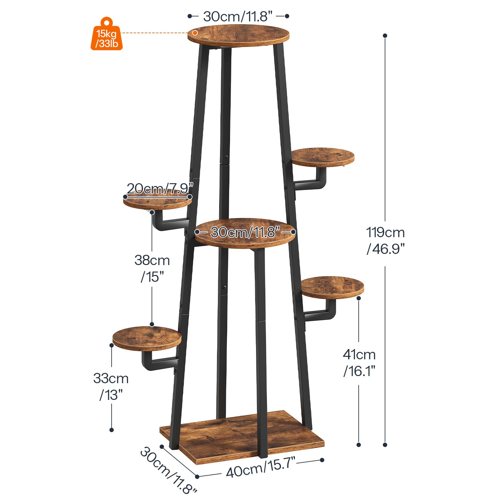 HOOBRO plant stand with grow lights, side view for compact corners
