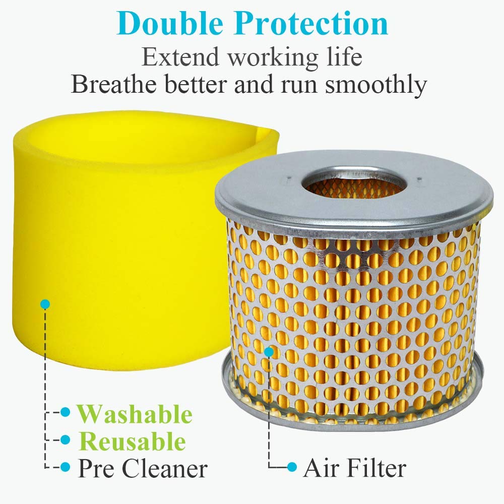 HOODELL air filter shows standard size for quick fit and improved engine efficiency.