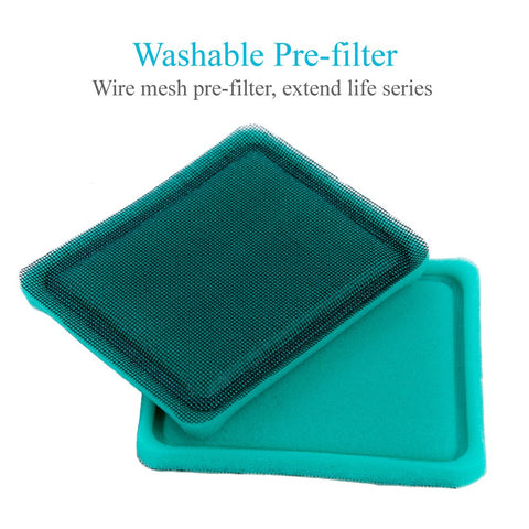 Double-filter protection blocks dust and grass to reduce maintenance.