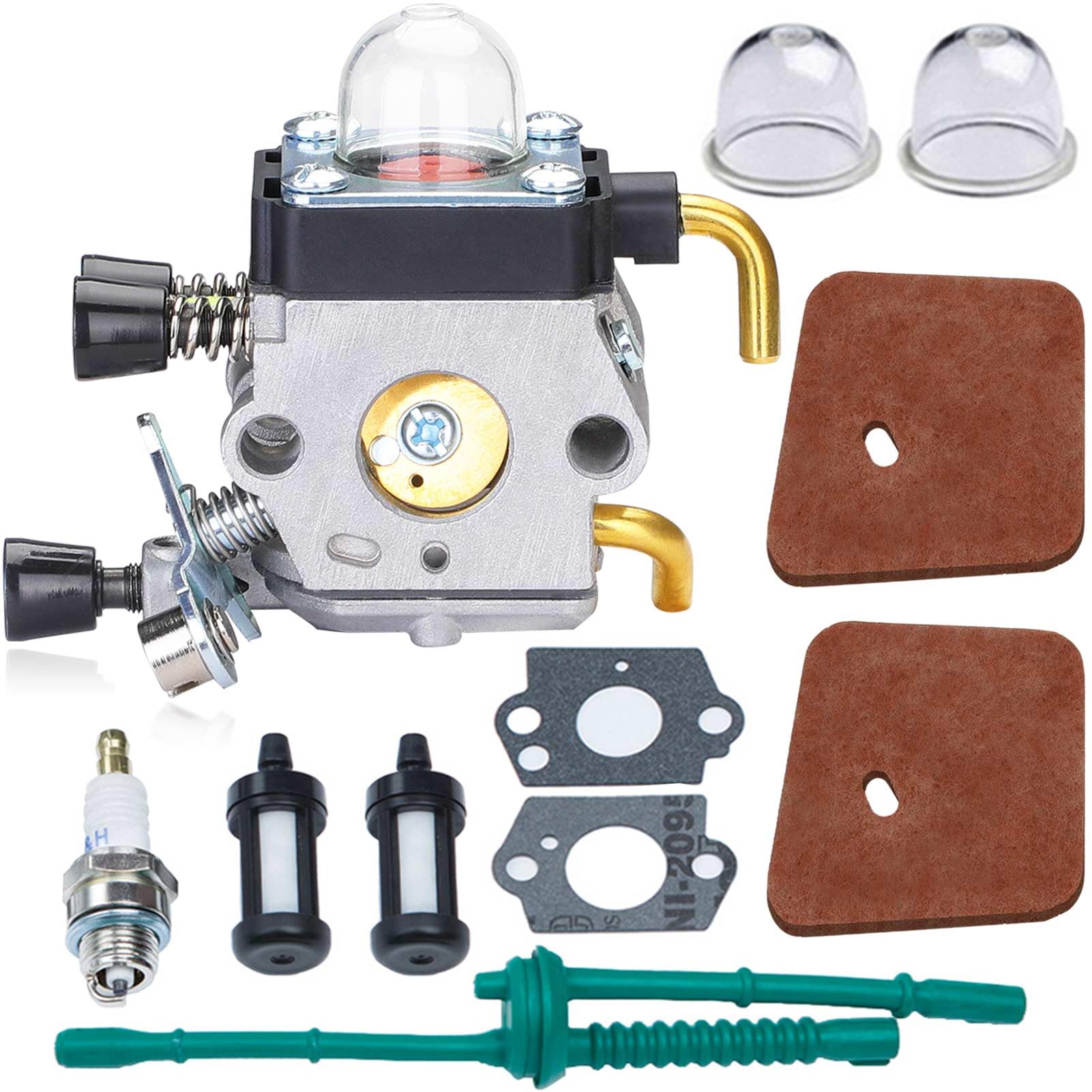 HOODELL FS55 carburetor kit closeup with premium gaskets for reliable starts.
