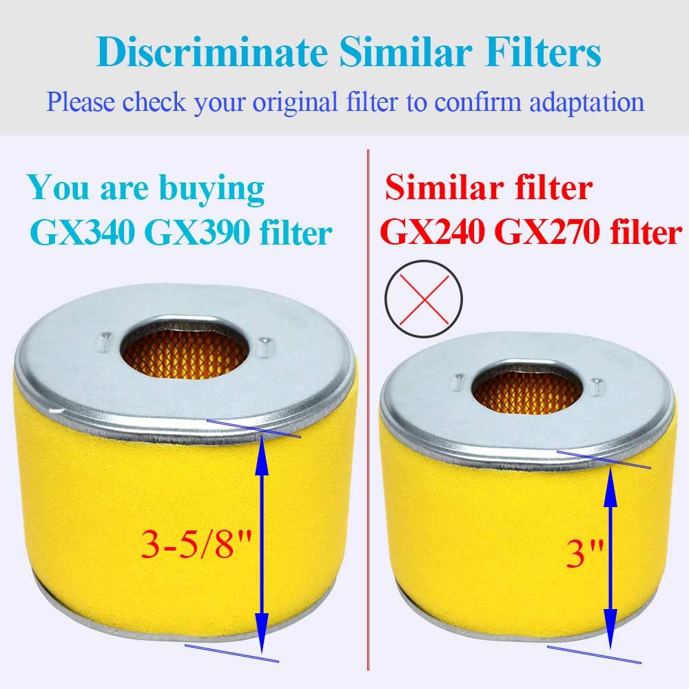 Compatibility chart highlighting GX340 and GX390 engine fit