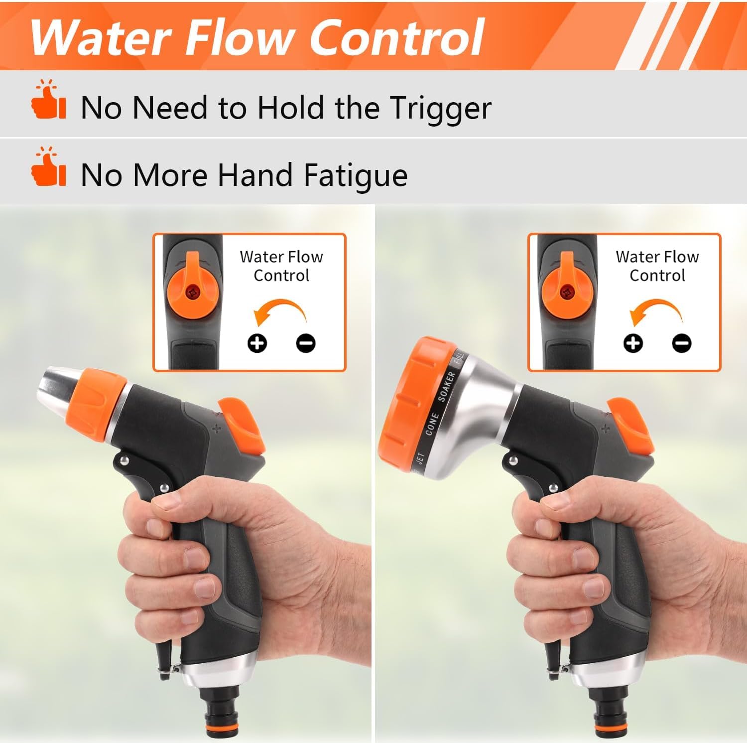 Hoofun lightweight nozzle is easy to maneuver during garden tasks