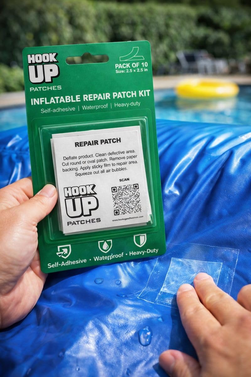 HOOK UP 10-pack repair patches ready for travel and home use.