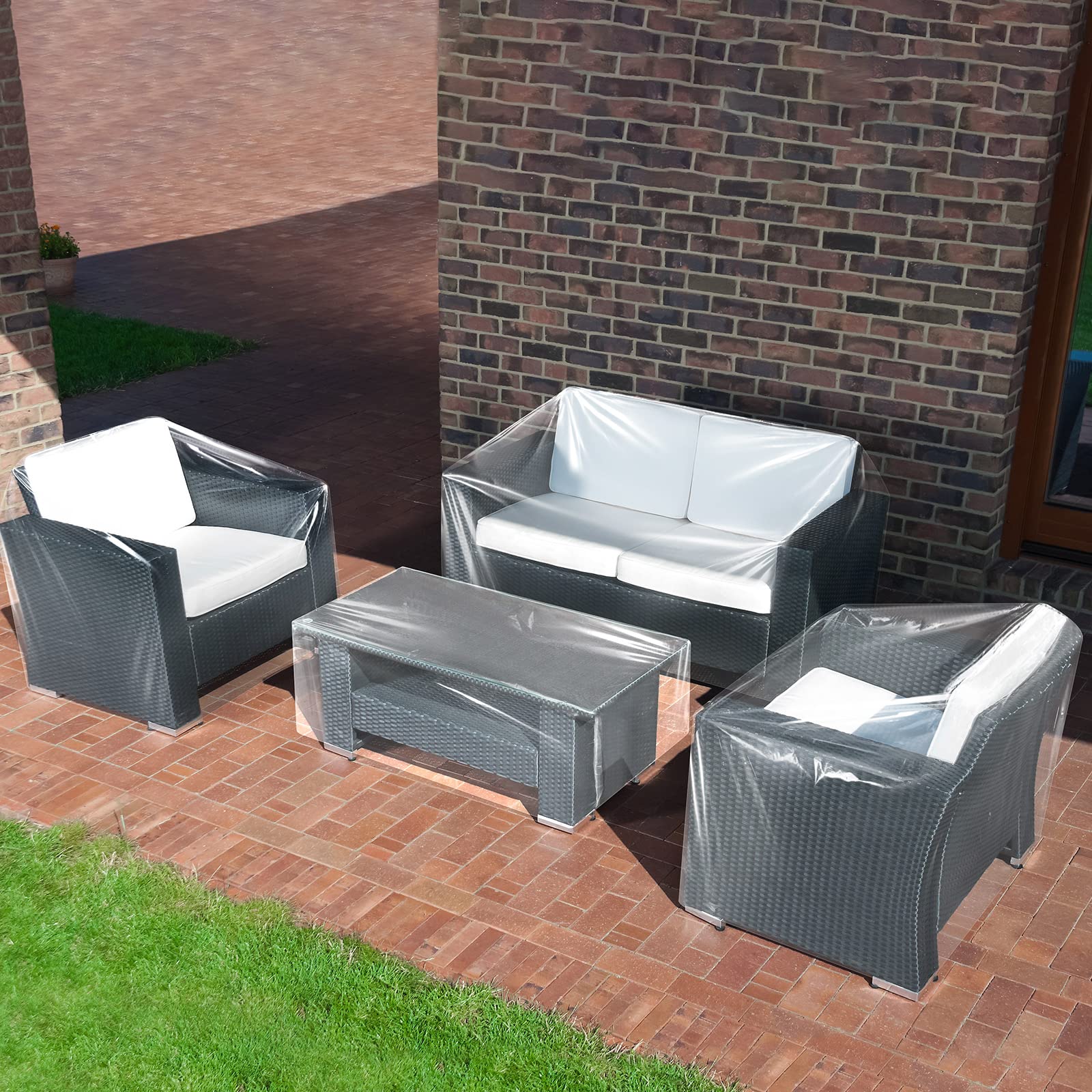 Hoolerry clear armchair cover 32x30x30 inches protects from rain and dust.