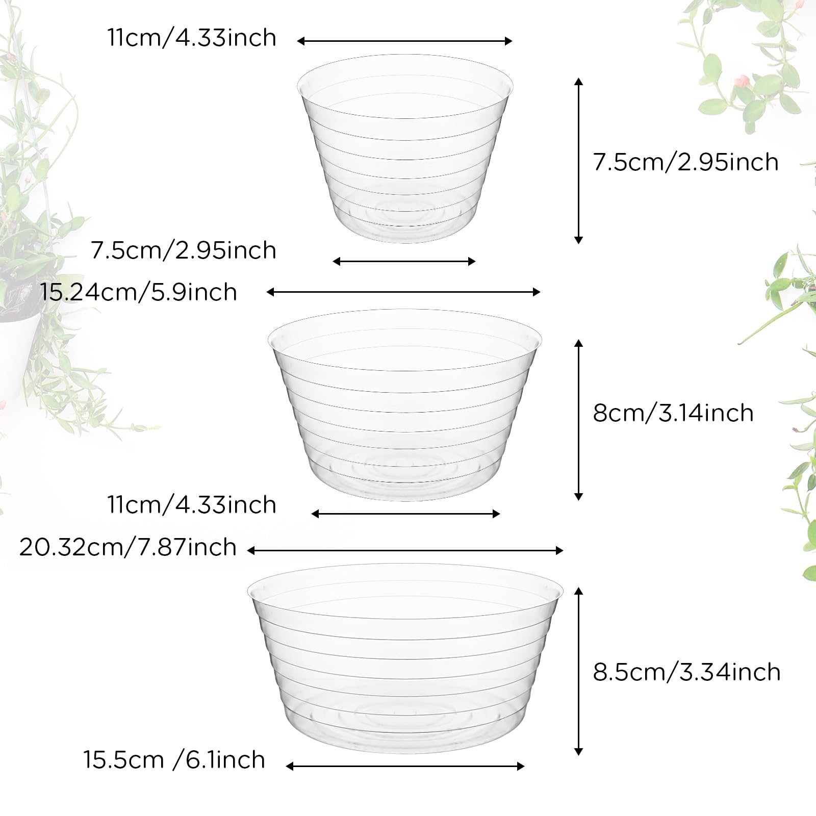 Hoolerry clear deep drip tray 6 inch catches excess water and soil