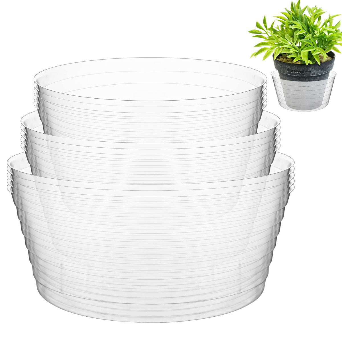 Hoolerry clear deep drip tray for 6-inch pots keeps floors clean and dry