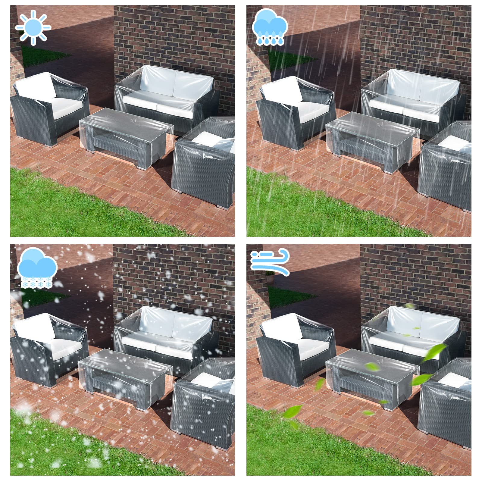 Hoolerry clear table cover 36x21x13 keeps outdoor table dry and clean.
