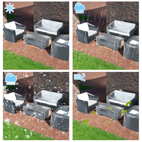 Hoolerry clear table cover 36x21x13 keeps outdoor table dry and clean.