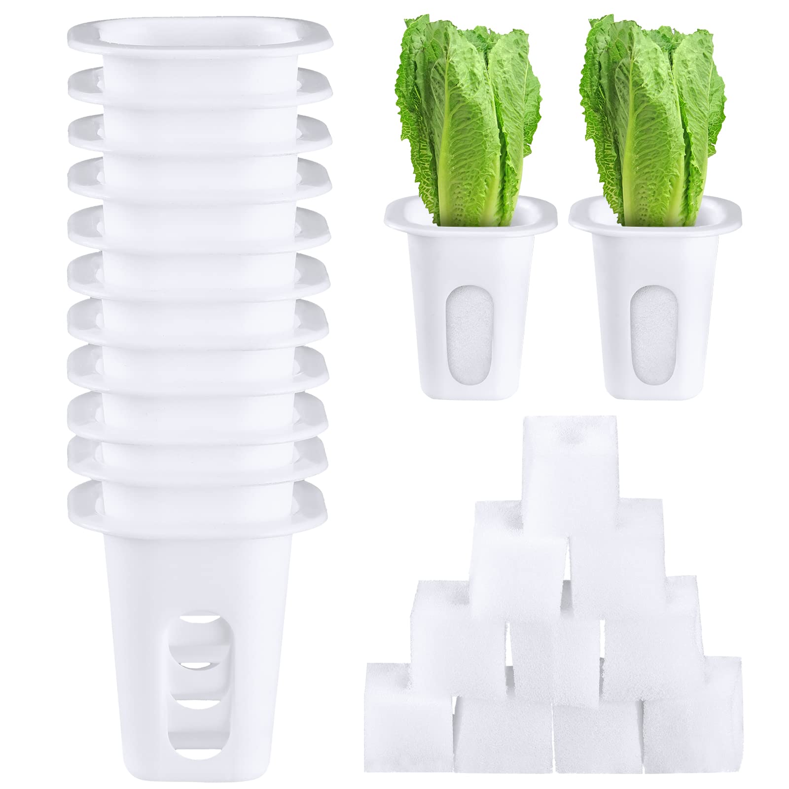 Hoolerry hydroponics grow baskets: durable white plastic for compact indoor gardens.