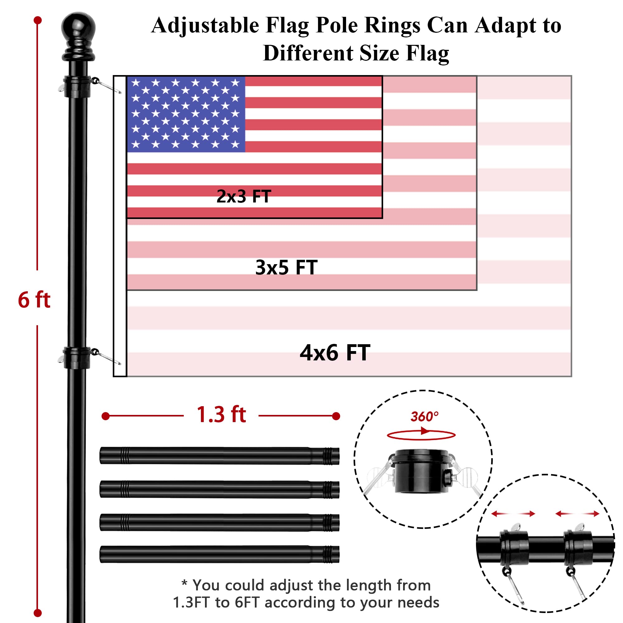 Hoople 3x5 American flag included for immediate outdoor use
