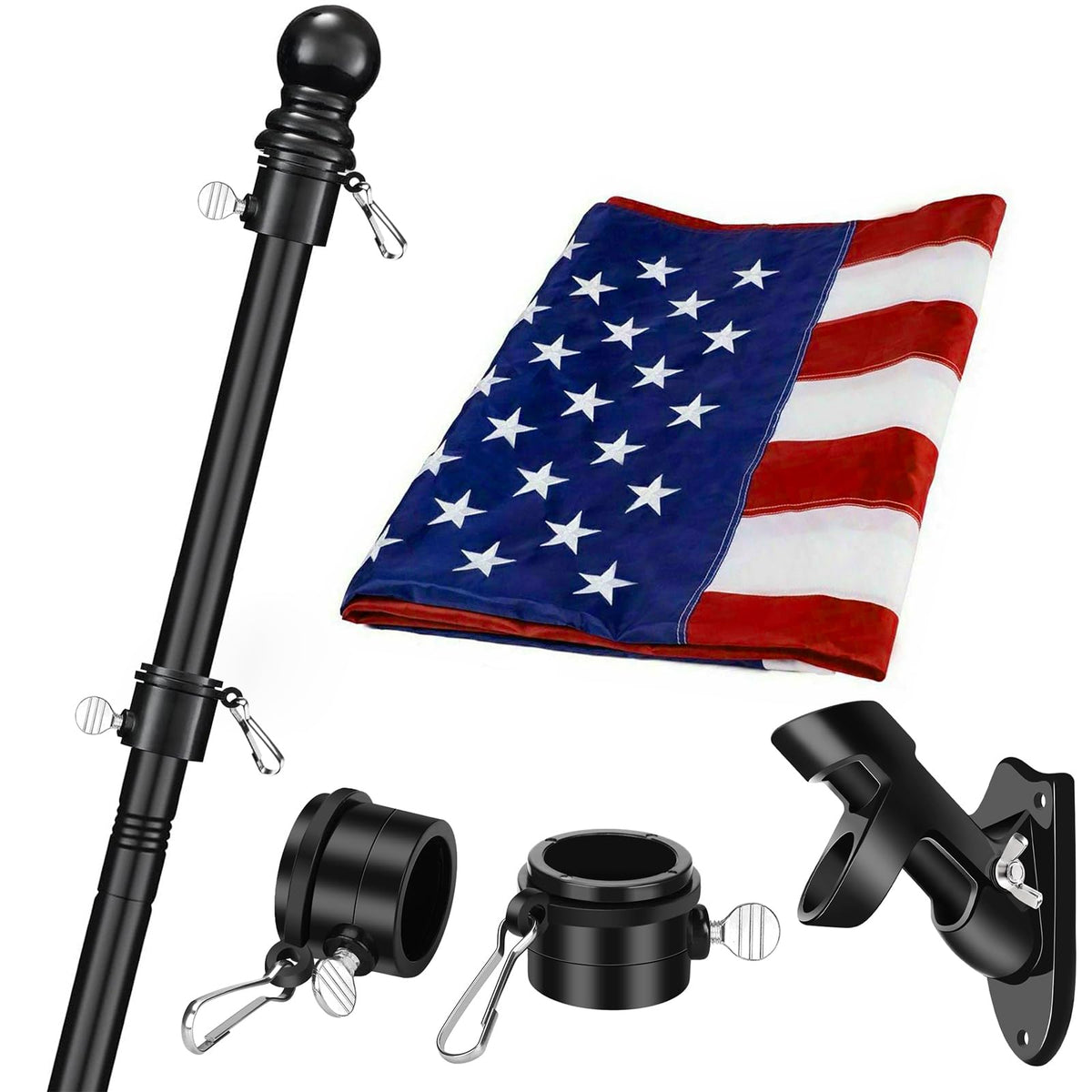 Hoople 6ft stainless flag pole kit ready for durable outdoor display
