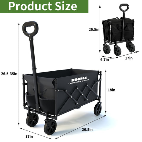 HOOPLE wagon folded compactly for easy trunk or closet storage.