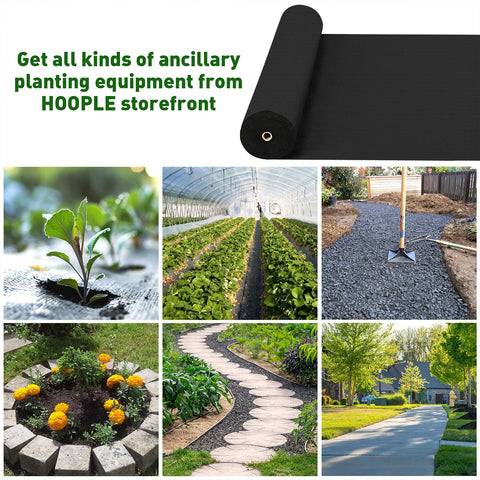 HOOPLE easy-cut weed barrier roll installed to fit bed boundaries
