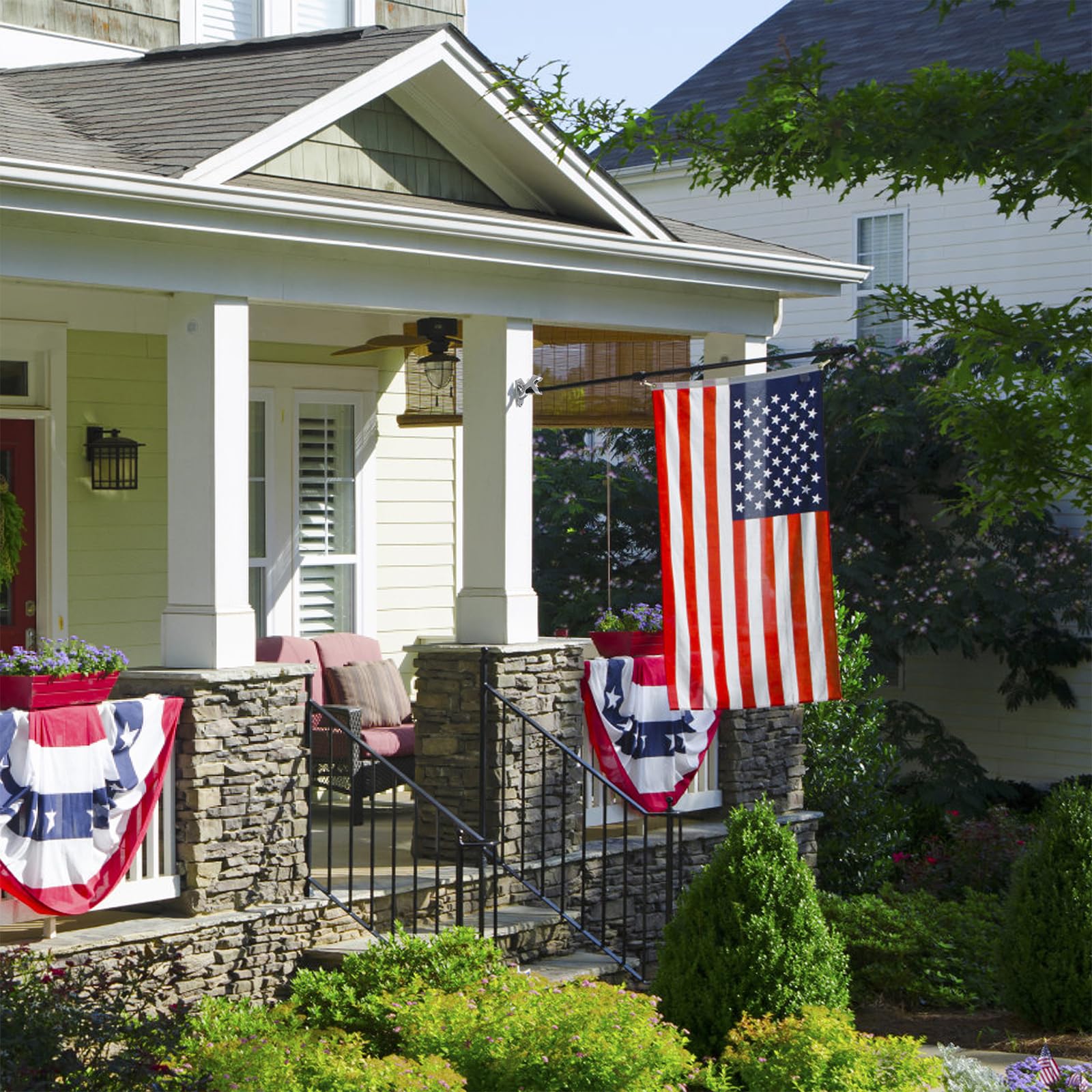 HOOPLE easy-install wall mount simplifies outdoor flag display