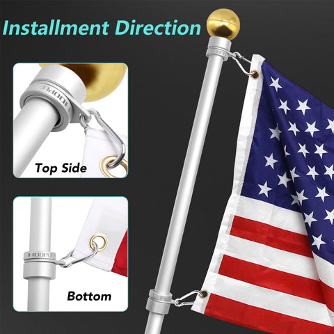 HOOPLE flag pole carabiners enable quick and secure flag attachment.