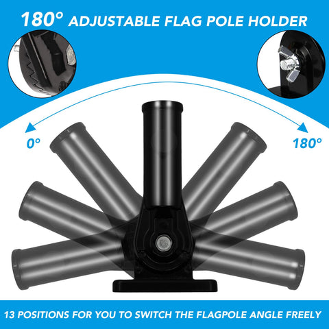 HOOPLE wall-bracket displays flags at adjustable angles for versatile viewing