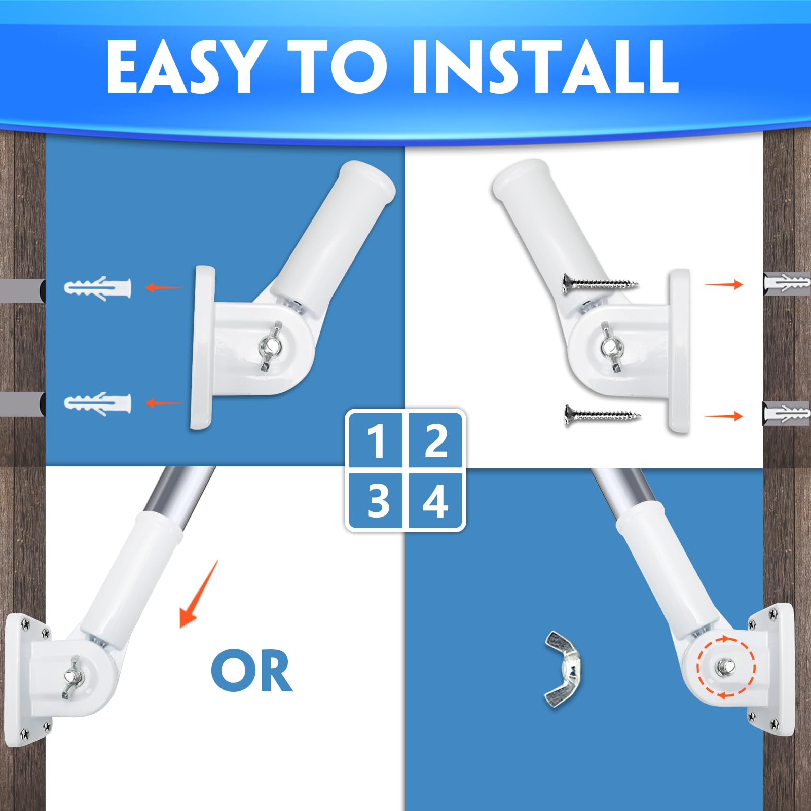 HOOPLE multi use flag pole bracket for walls roofs or vehicles