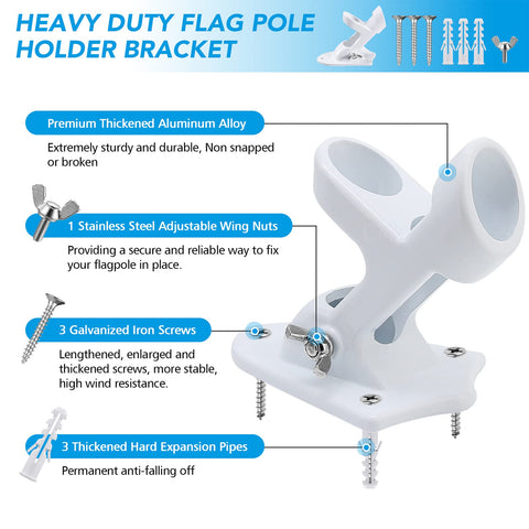 HOOPLE heavy duty aluminum flag bracket built to endure outdoor use.