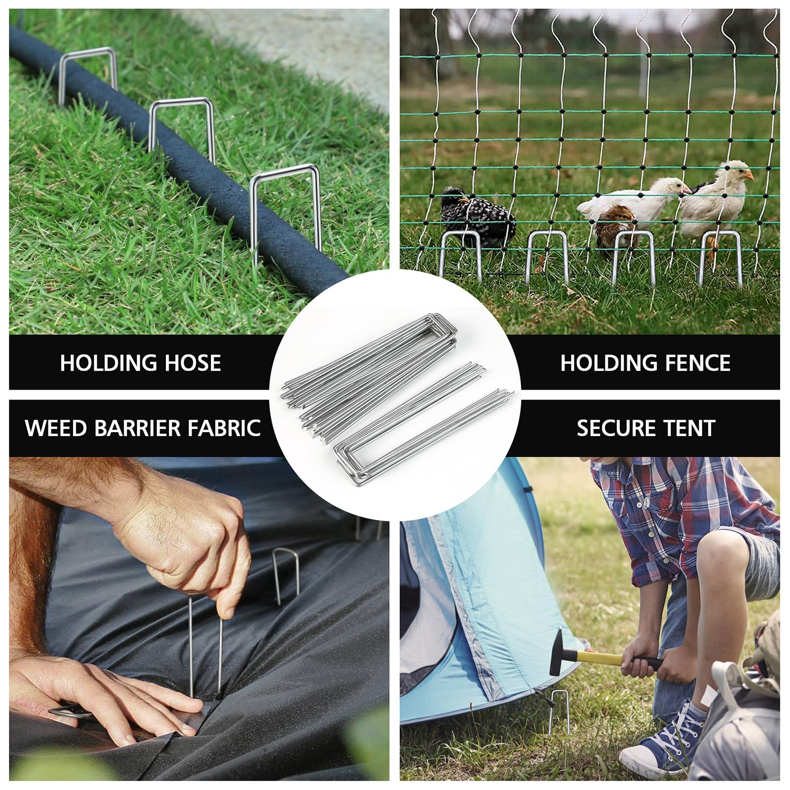 Hoople corrosion-resistant galvanized steel staples ideal for outdoor beds and fabrics.