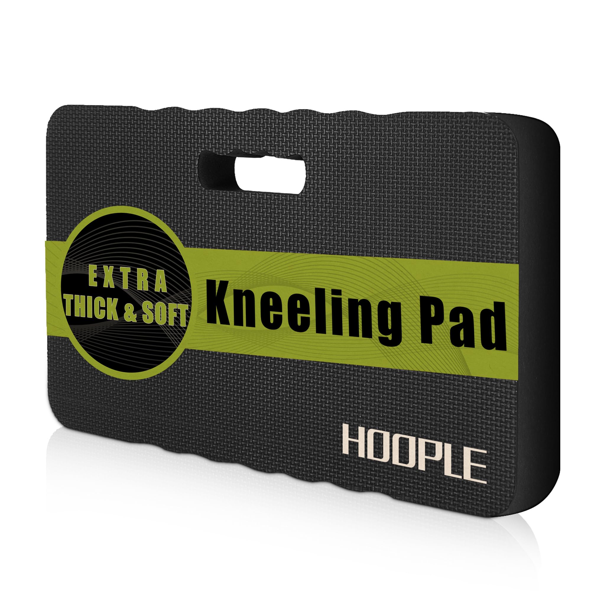 HOOPLE kneeling pad close-up shows dense foam for knee comfort